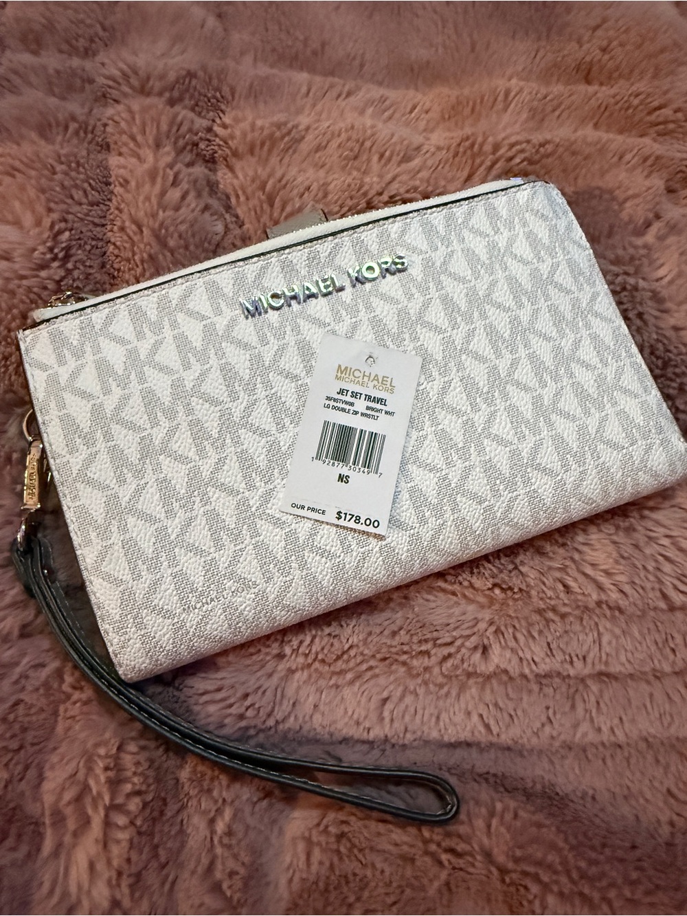 Michael Kors Metallic Silver Logo Wristlet Clutch